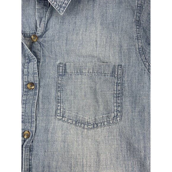 Sonoma Womens Denim Long Sleeve Button-Up Chambray Shirt Size Small - Picture 9 of 12